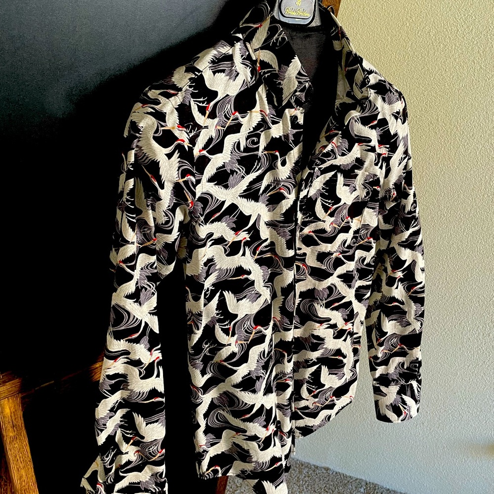 Naked & Famous Trim Structured Fowl-pattern Button-down